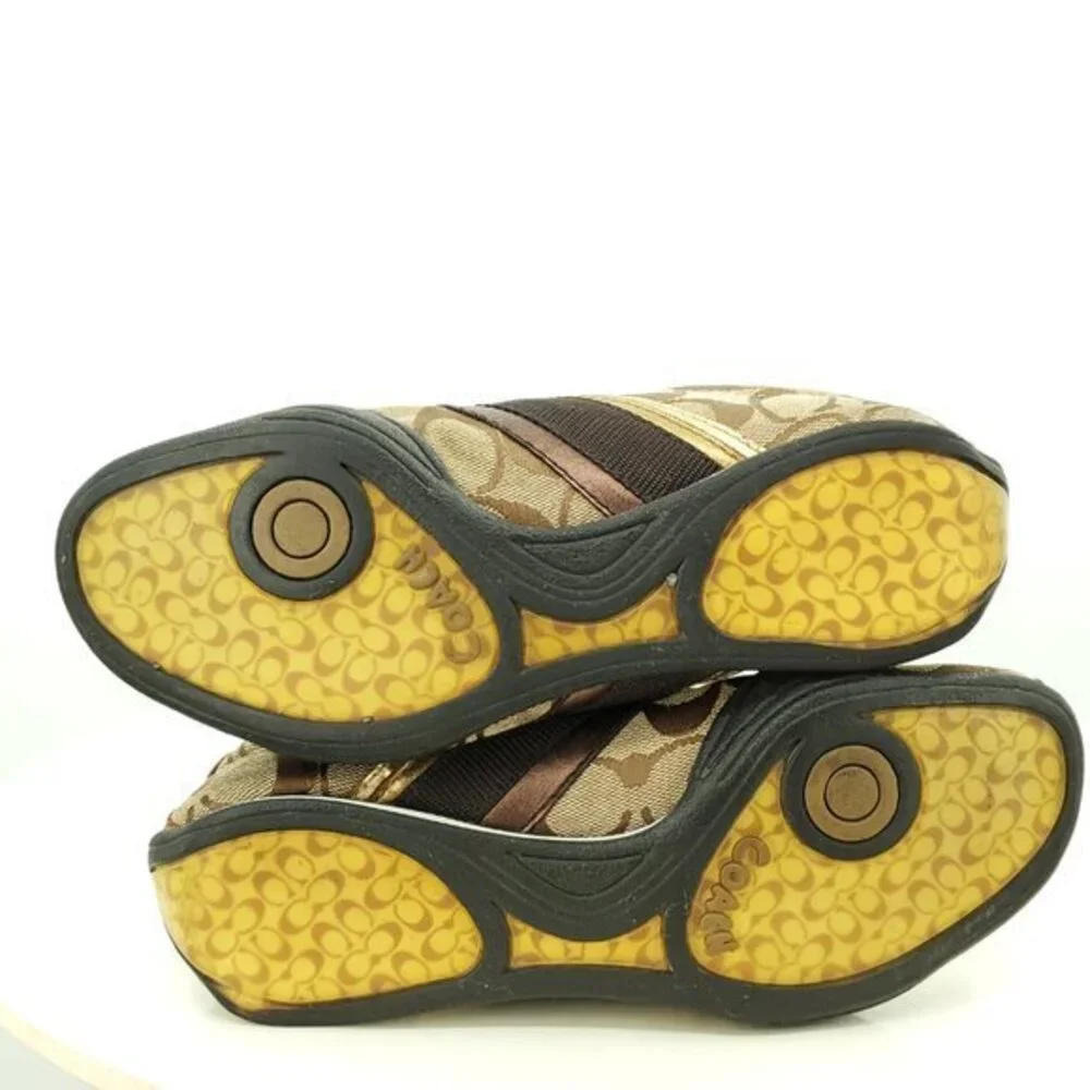 Coach Jayme Signature Suede/Canvas Sneakers 6 Brown/Tan/Gold
